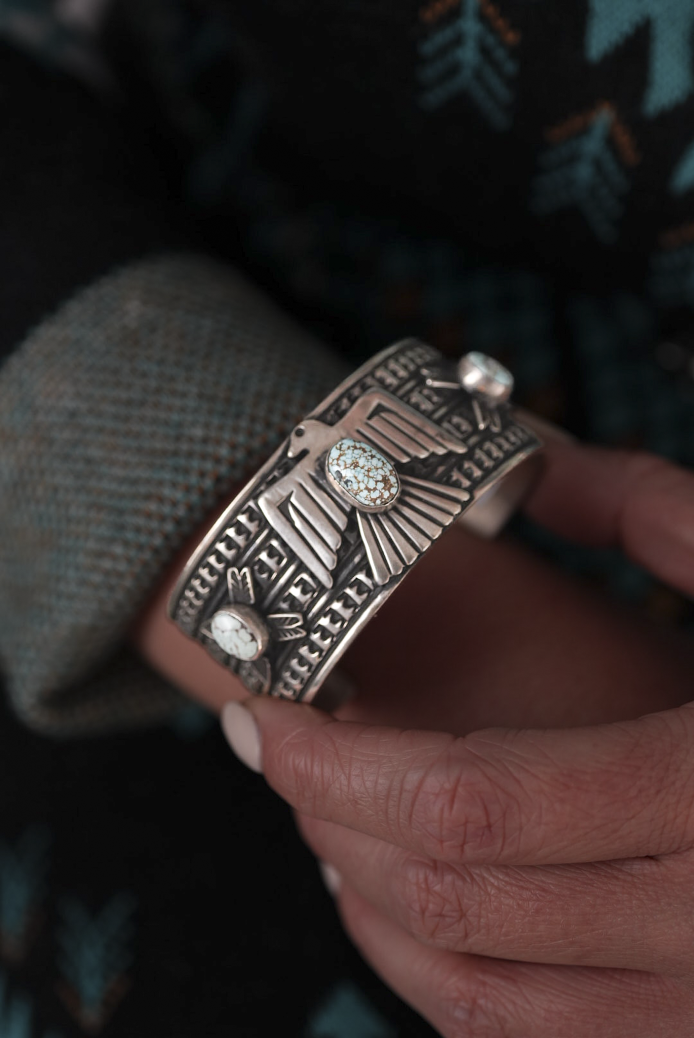 Turquoise and Silver Eagle Bracelet