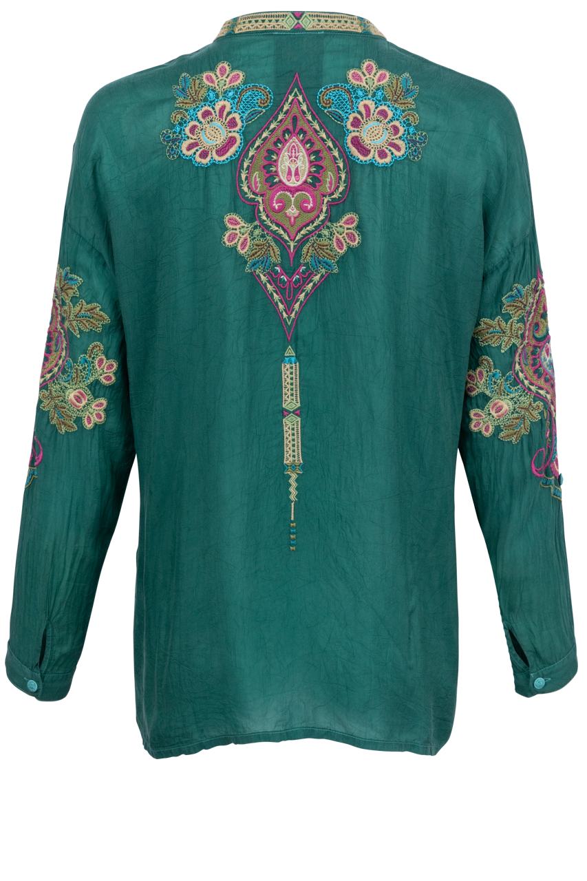 Johnny Was Audrey Mandarin Collar Blouse