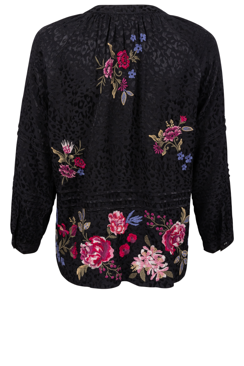 Johnny Was Pintuck Raglan Button Up Blouse