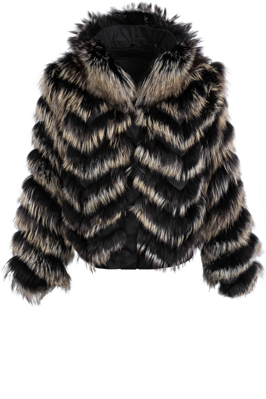 Diomi Black/Gold Bleach Reversible Fox Fur and Silk Jacket | Pinto