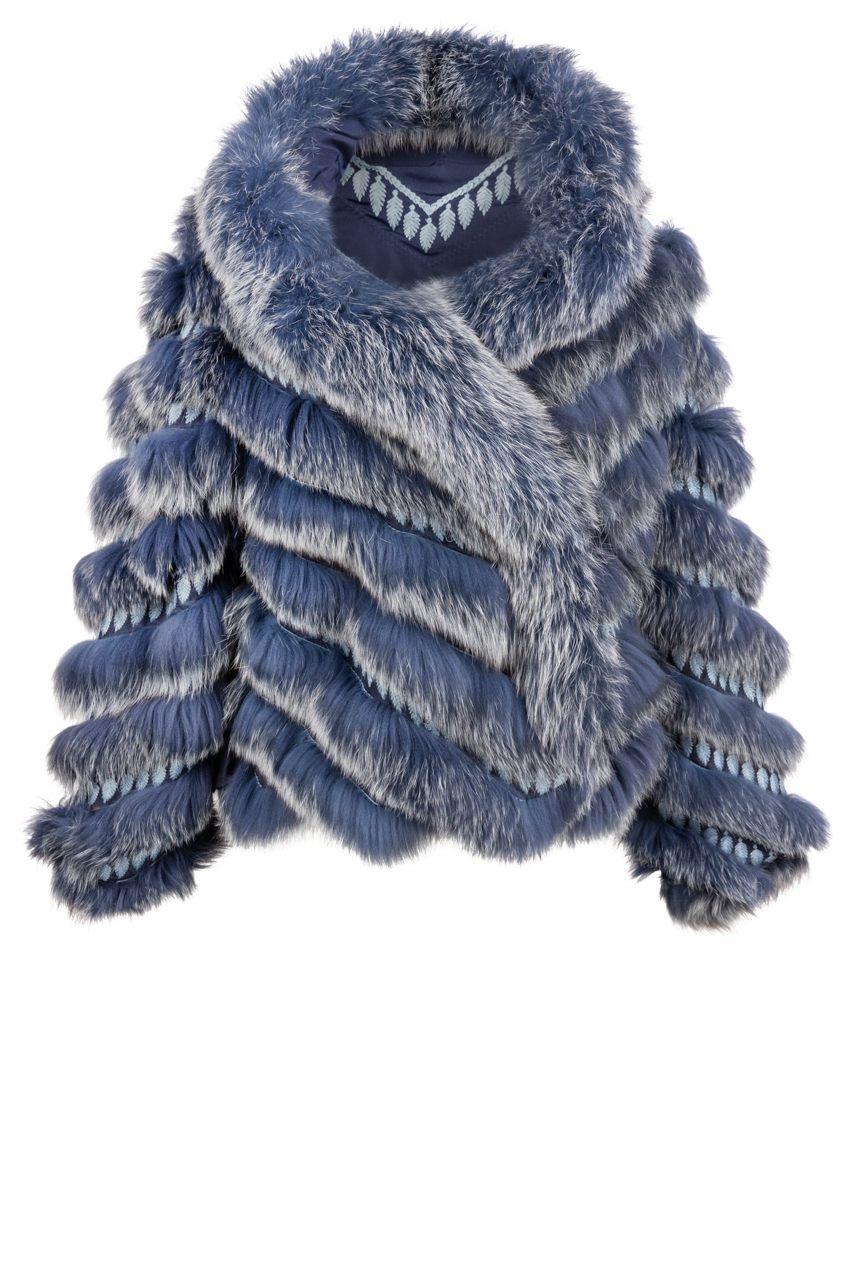 美品00s archives Blue Fox Silk Reversible Diomi Marine Reversible Fox Fur and Silk Jacket | Pinto Ranch