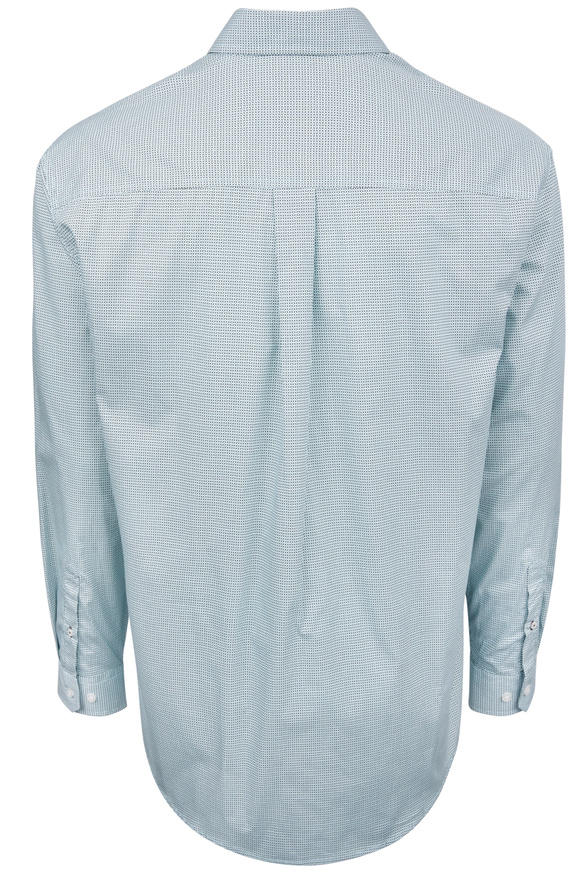 Cinch Button-Front Shirt - Blue Geometric
