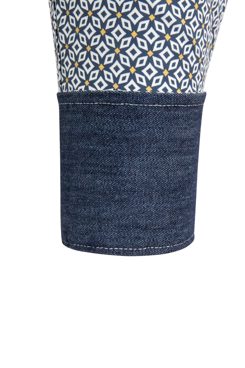 Stetson Men's Geo Print Snap Front Shirt - Navy