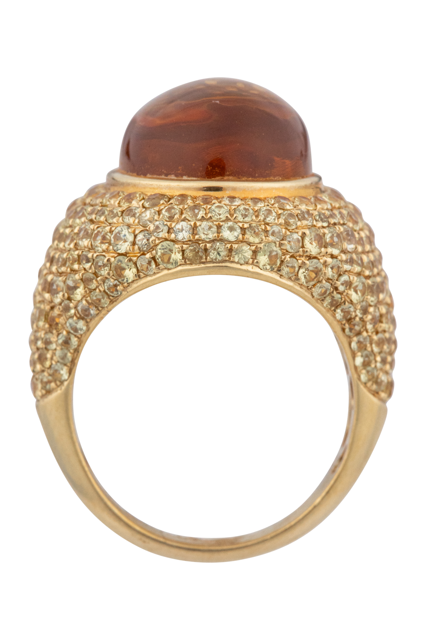 Yellow Sapphire & Diamond Dome Statement Ring