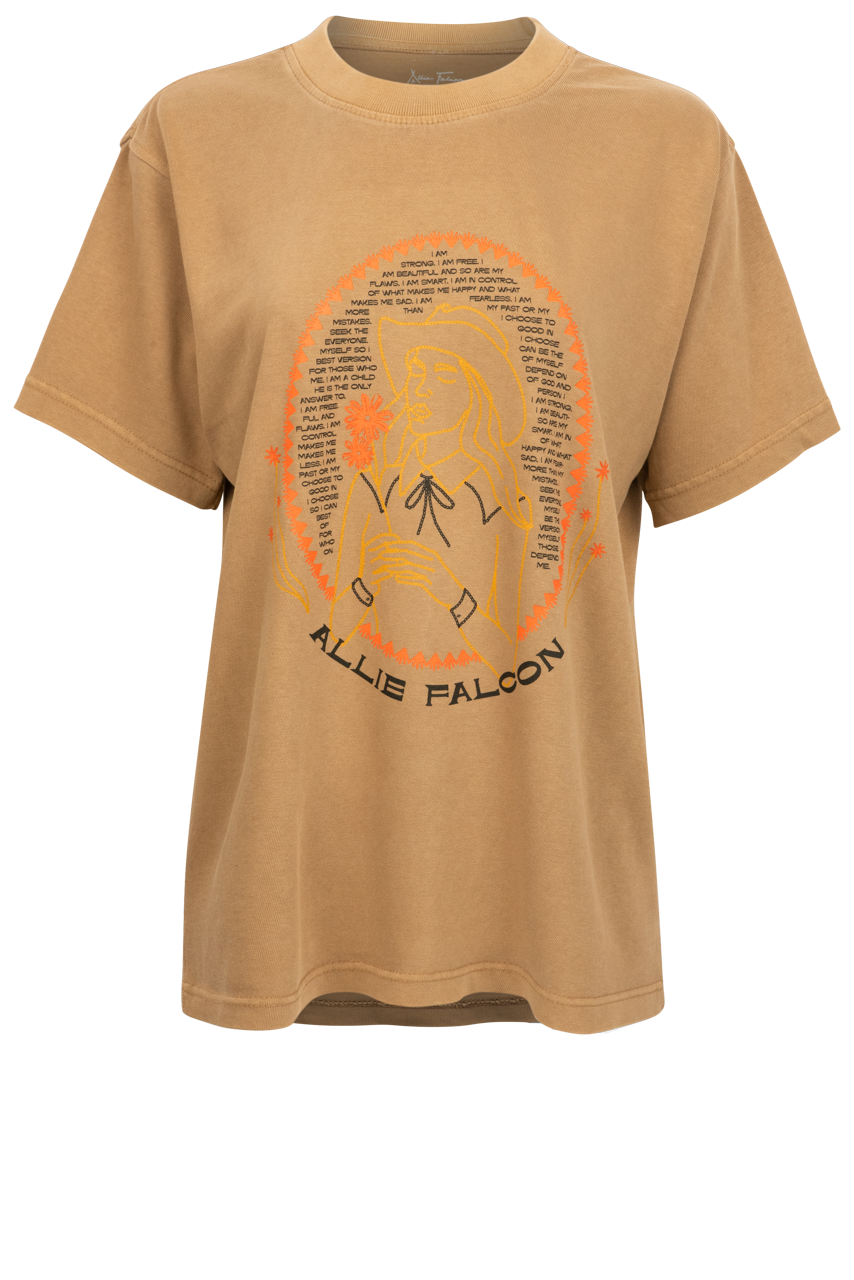 Allie Falcon Affirmation Cowgirl Western Boyfriend Tee Pinto Ranch