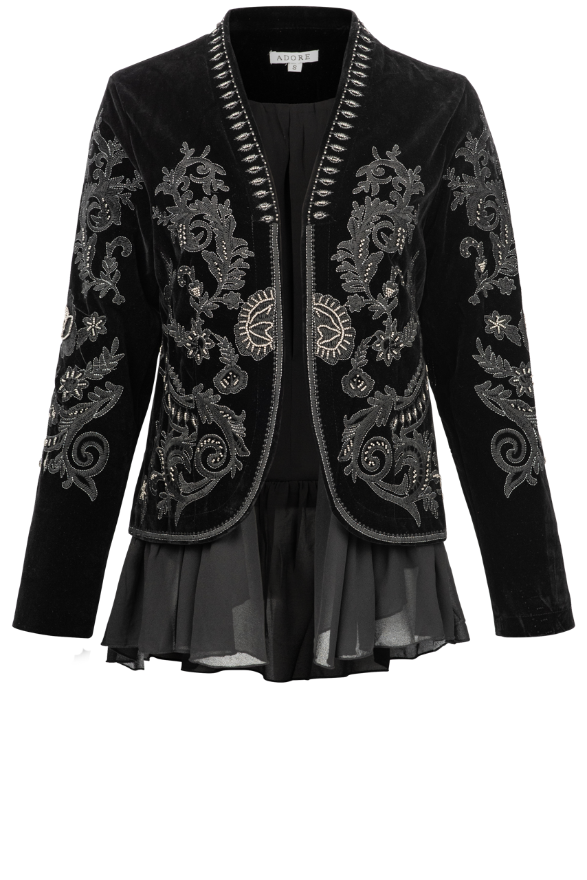 Zara velvet embroidered shop jacket