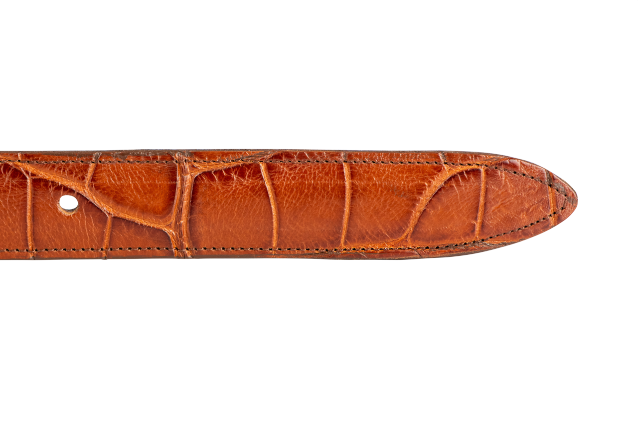 Stallion 1.25" Alligator Tapered Belt Strap - Antique Cognac