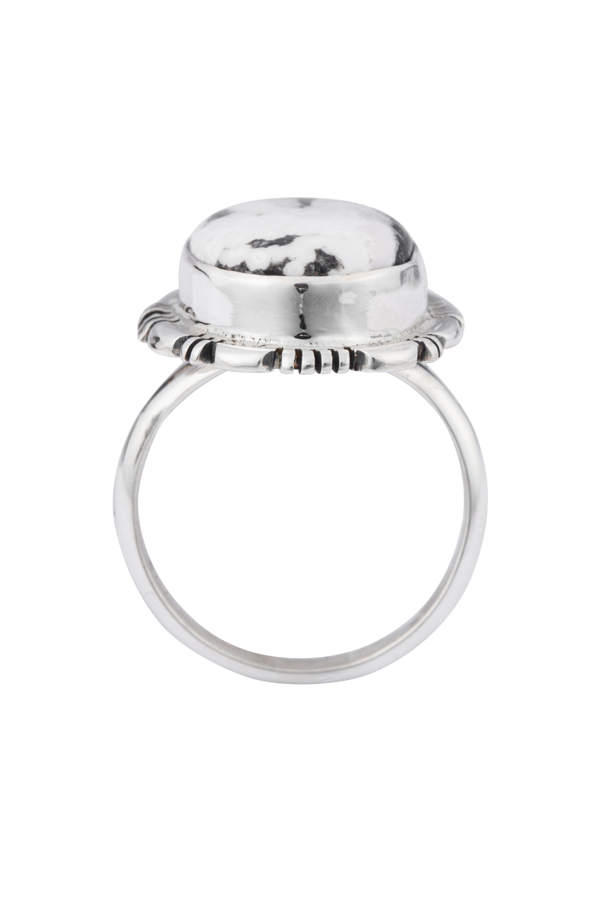 Sterling Silver White Buffalo Gemstone Ring