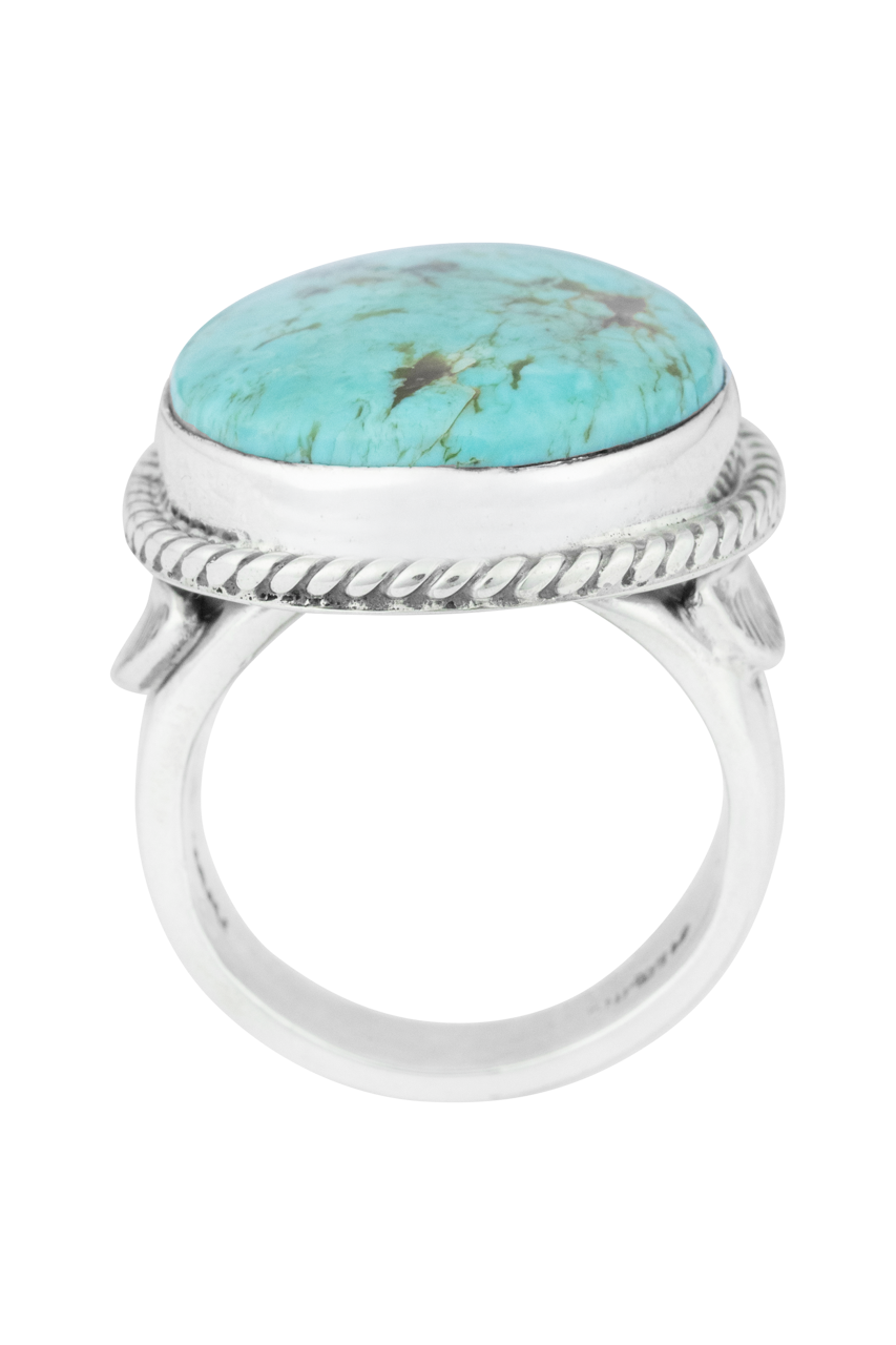 Sterling Silver Round Kingman Turquoise Ring