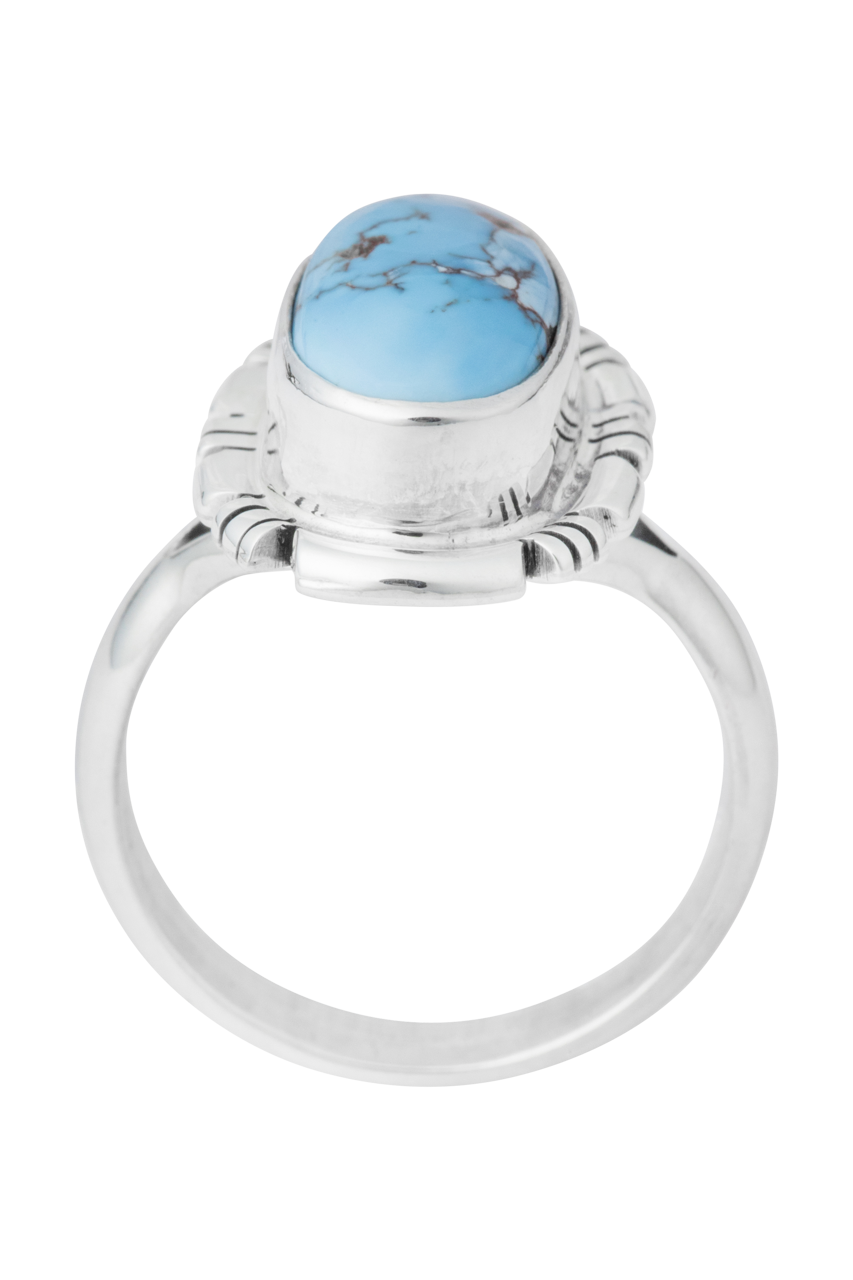 Sterling Silver Oval Turquoise Matrix Ring
