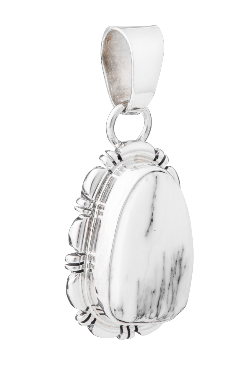 Sterling Silver White Buffalo Pendant
