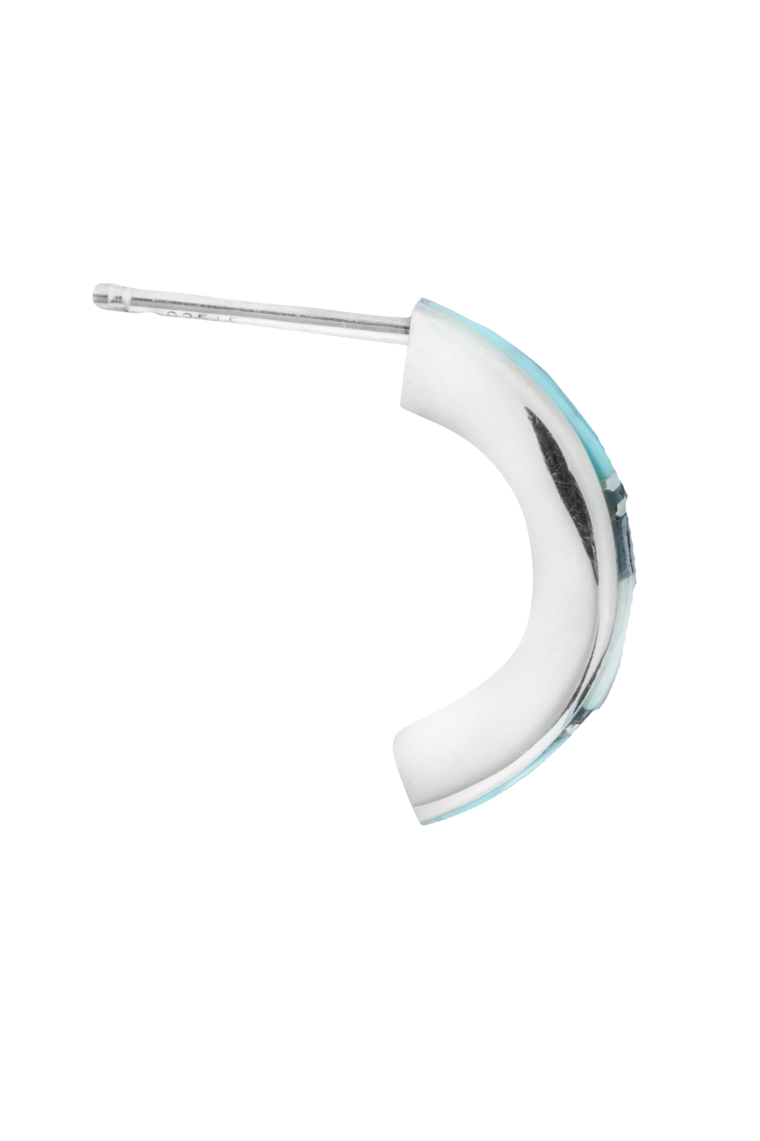 Sterling Silver Turquoise Inlay Semi-Hoop Earrings