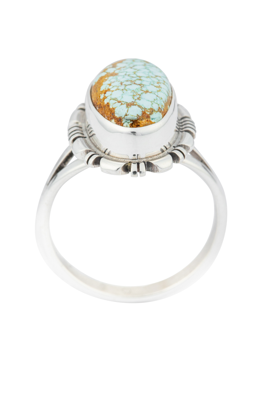 Sterling Silver Small Oval Matrix Turquoise Ring