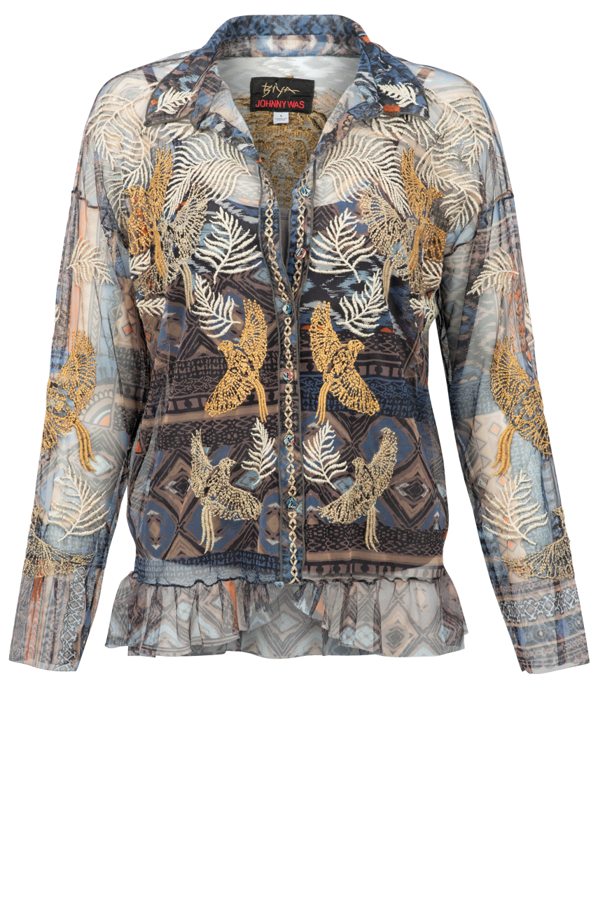 Johnny Was Noemie Mesh Blouse