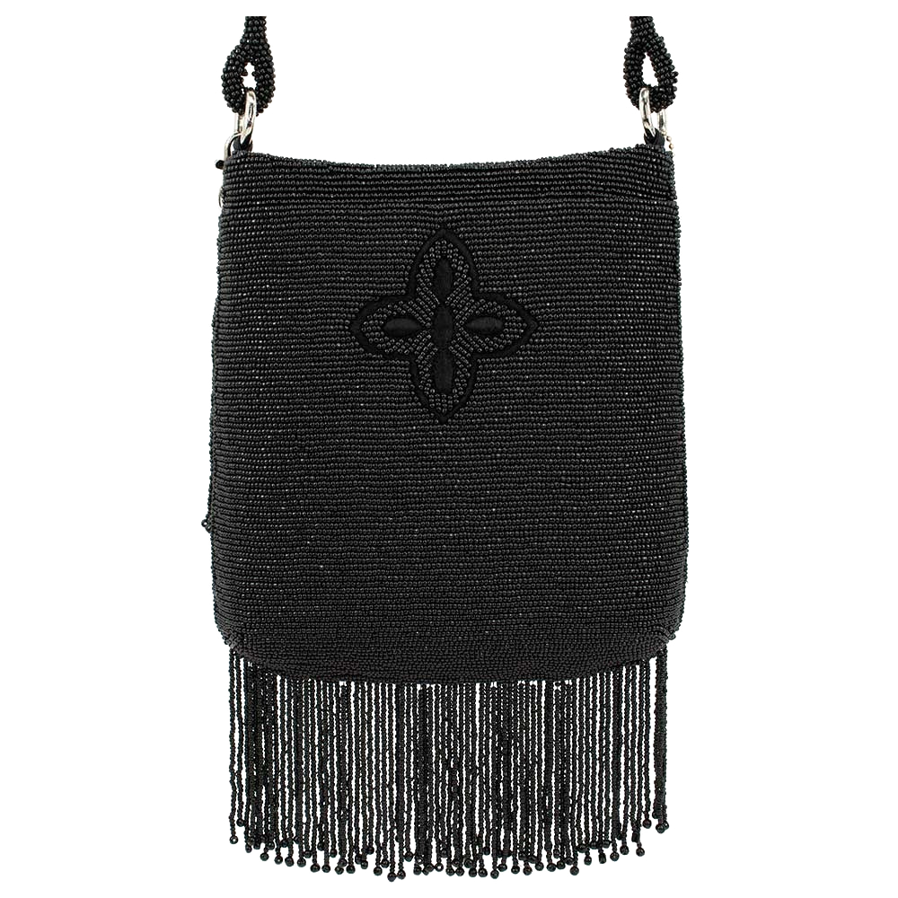 Mary Frances Black Fringe Crossbody Bag
