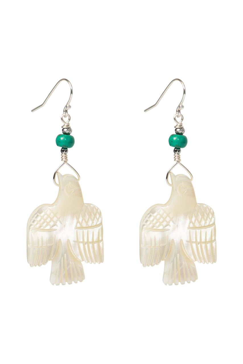 Breathe Deep Mother of Pearl Thunderbird Earrings