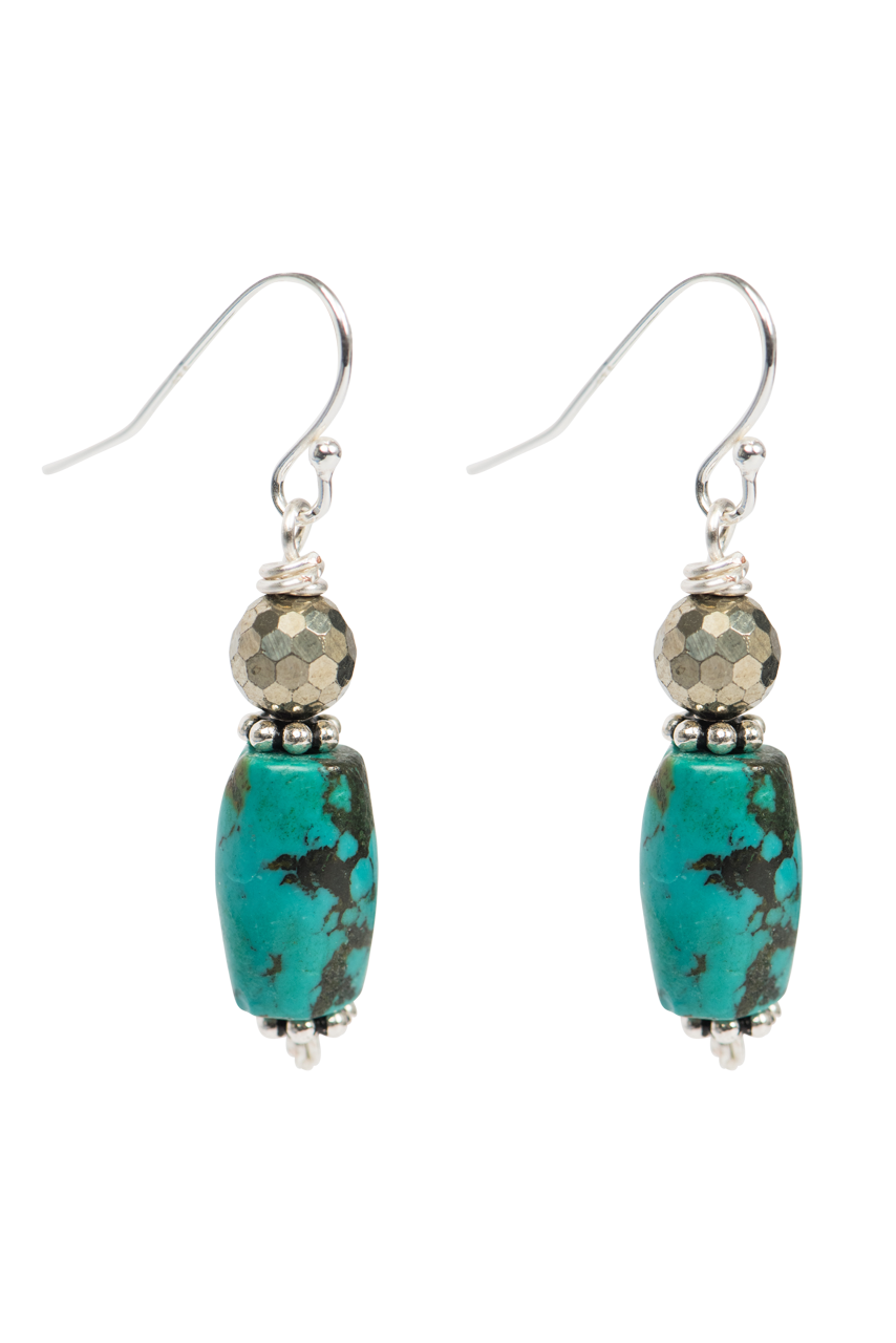 Breathe Deep Barrel Turquoise Earrings
