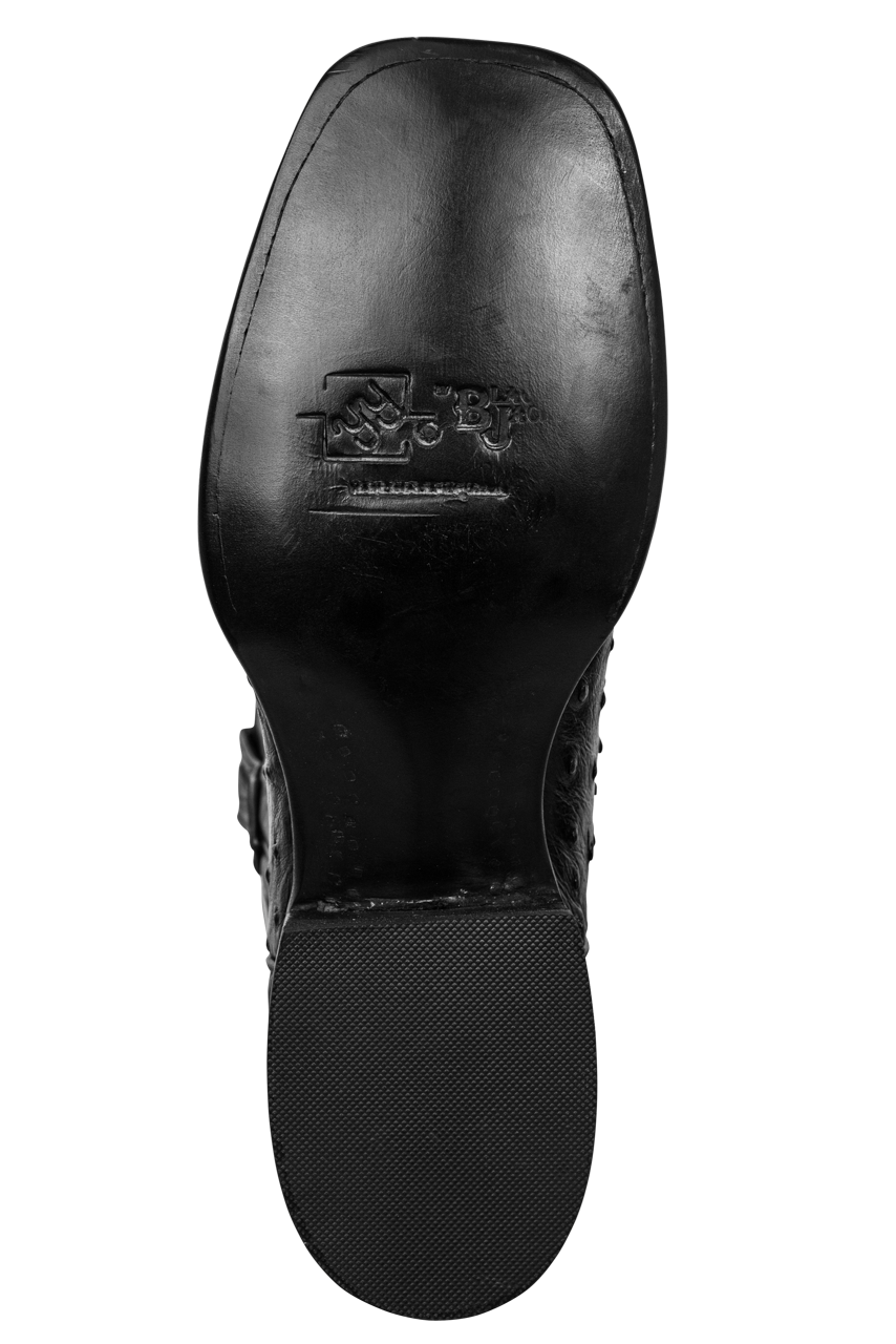 Black Jack Full Quill Ostrich & Florence Buffalo Cowboy Boots - Black