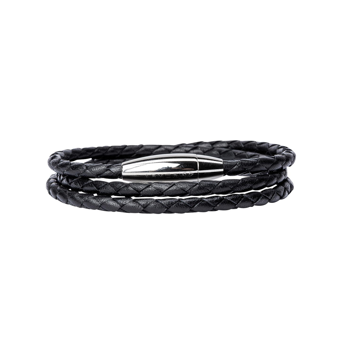 Kenton Michael Braided Black Leather Bracelet