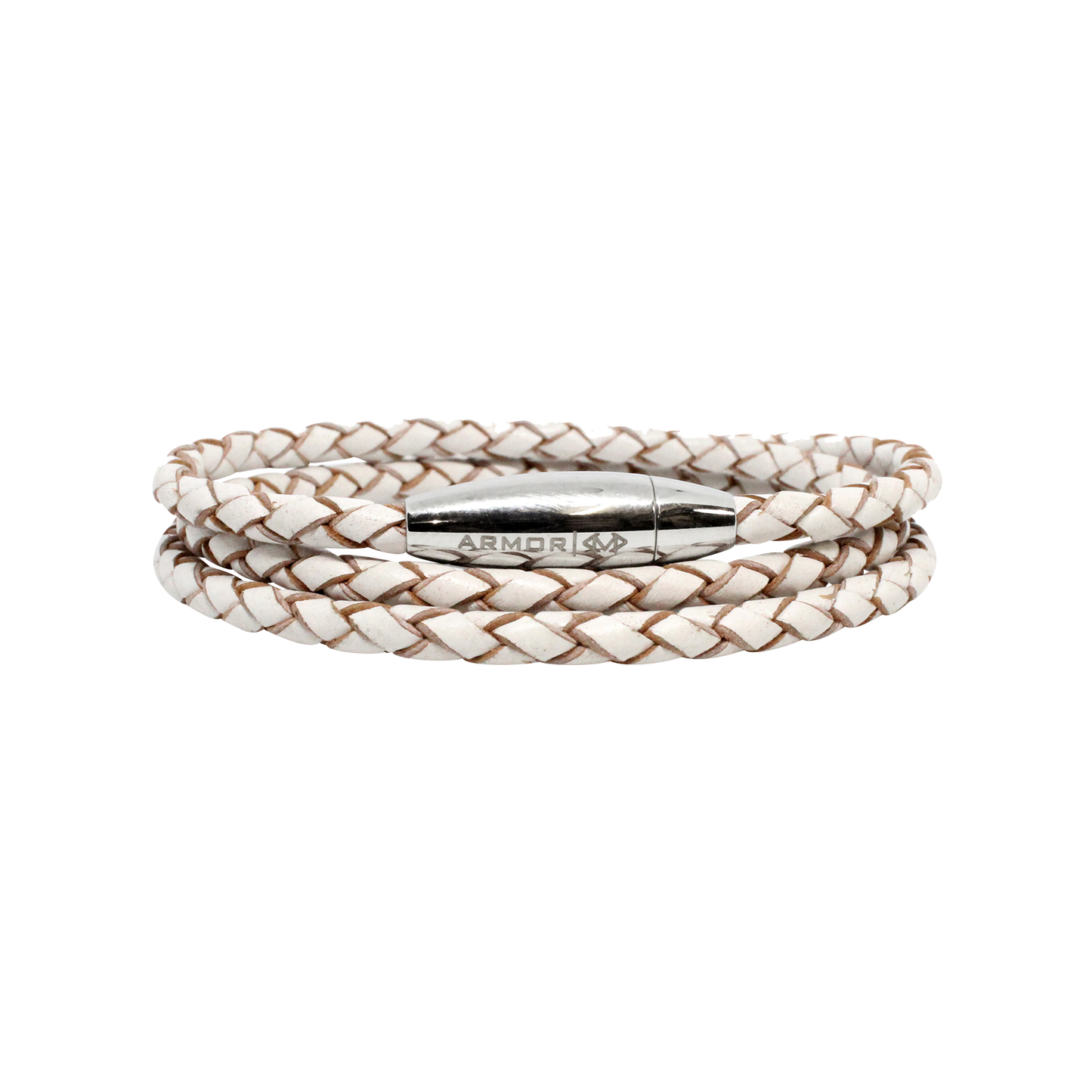 Kenton Michael Braided White Leather Bracelet