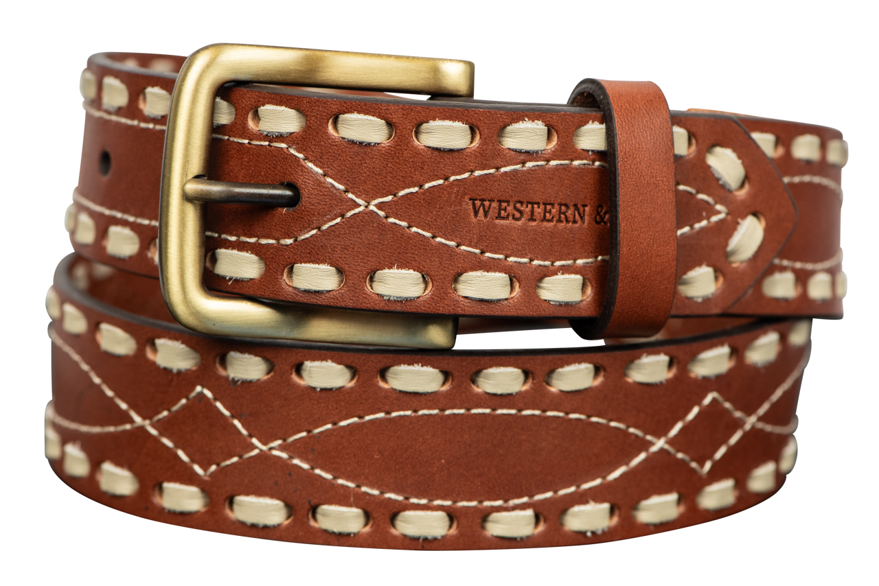 Western Co. Classic Buckstitch Belt Pinto Ranch