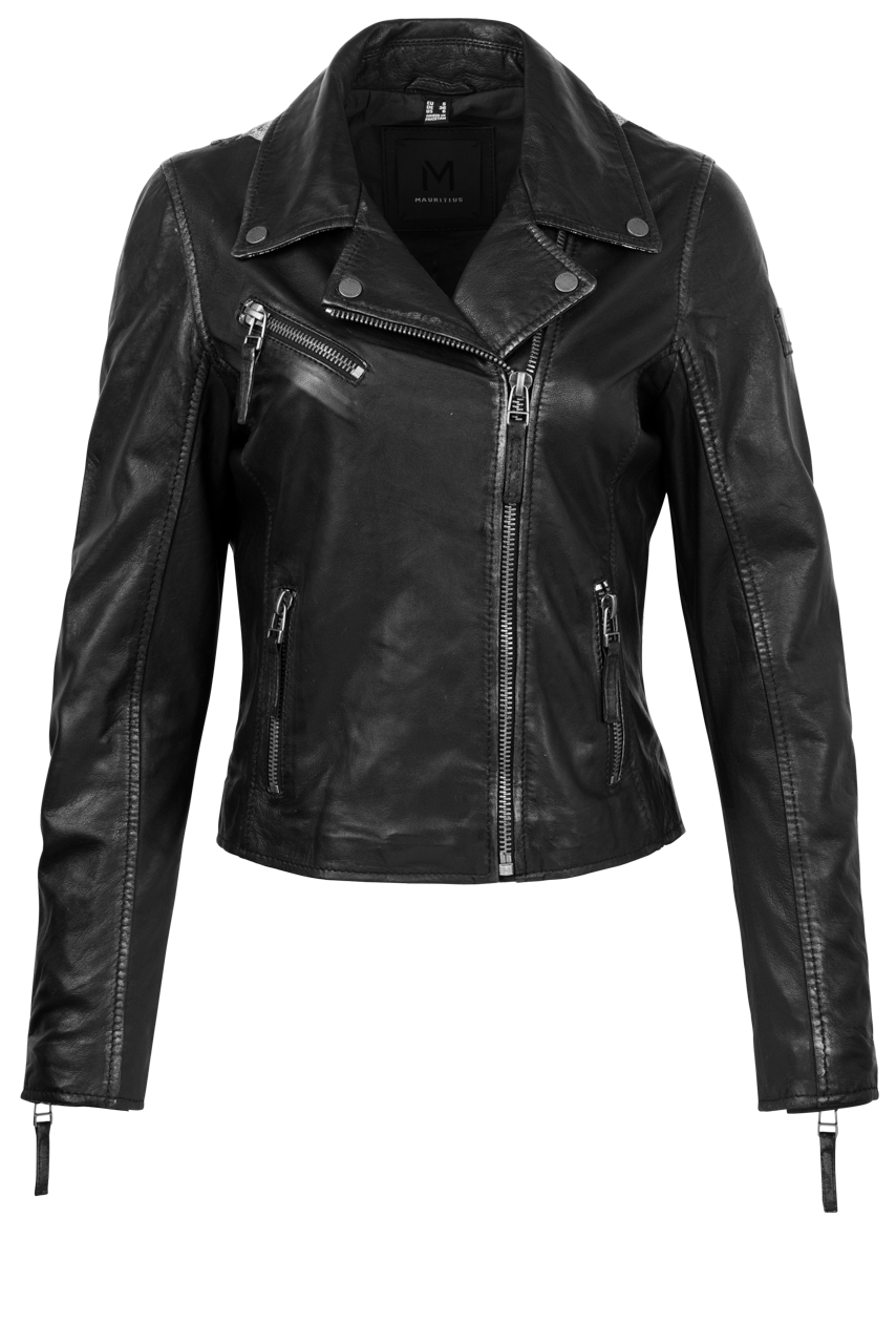 Mauritius Christy Black & Silver Lamb Leather Jacket