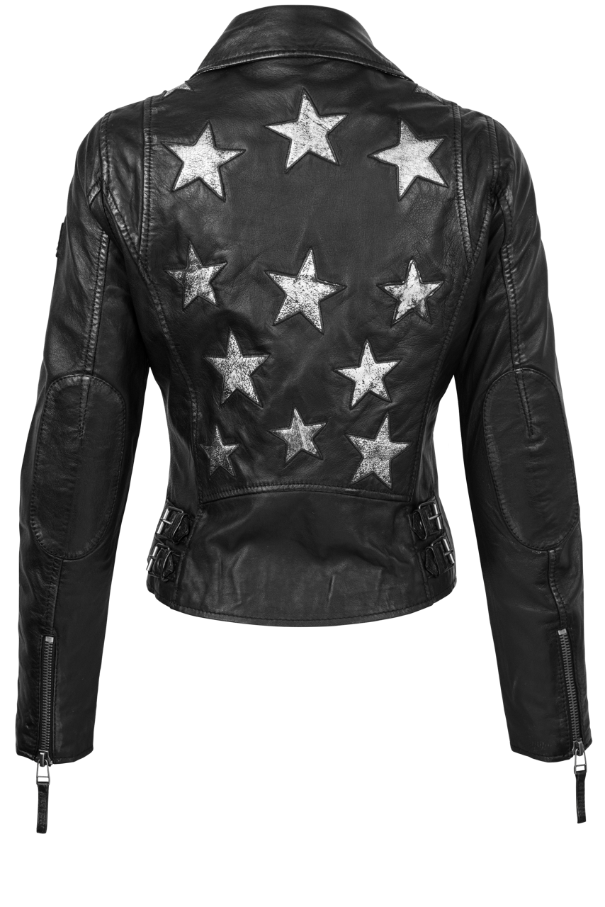 Mauritius Christy Black & Silver Lamb Leather Jacket