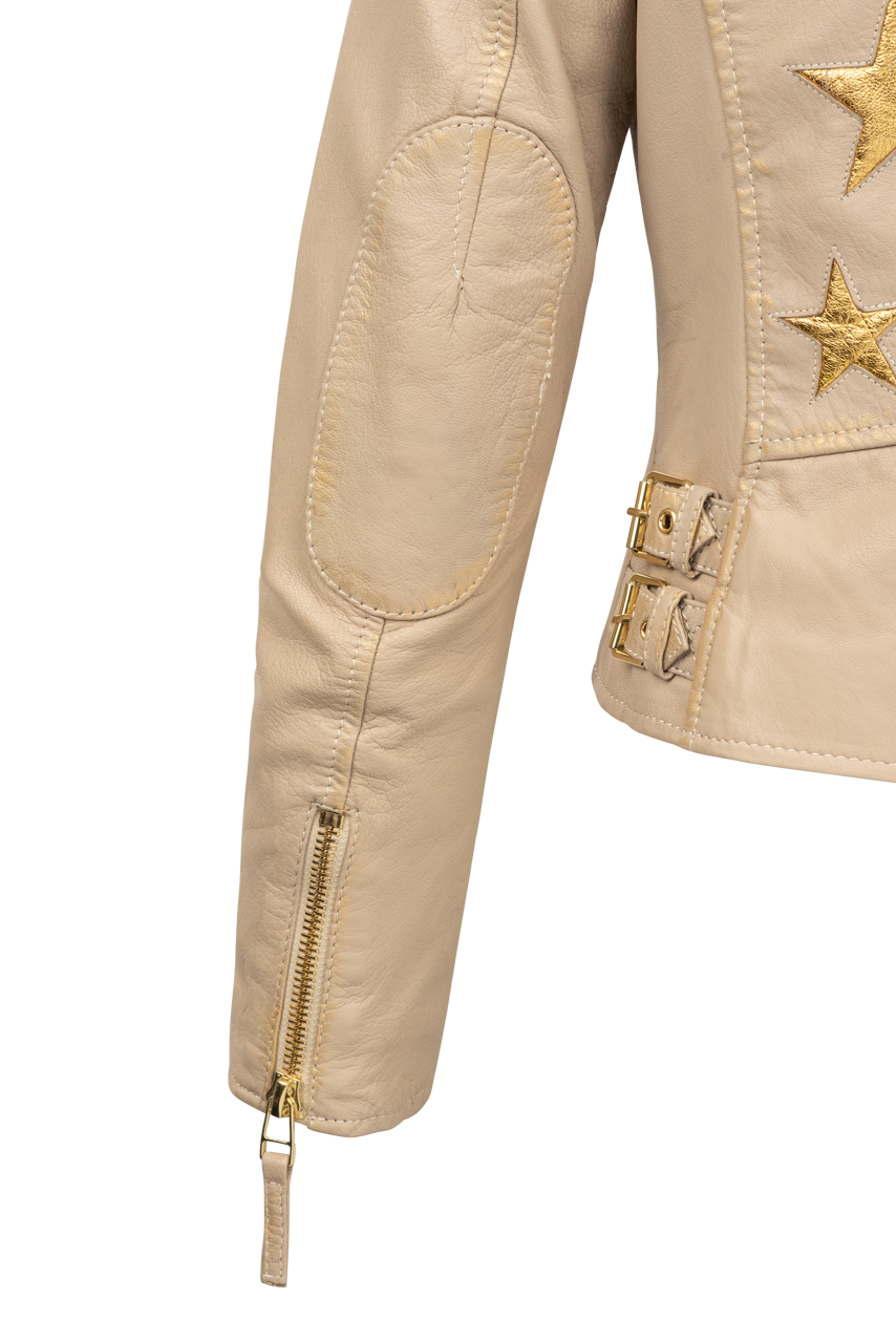 Mauritius Christy Gold Lamb Leather Jacket