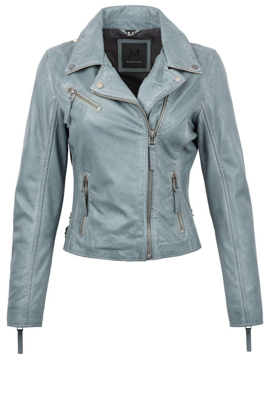 Mauritius Christy Vintage Blue Lamb Leather Jacket