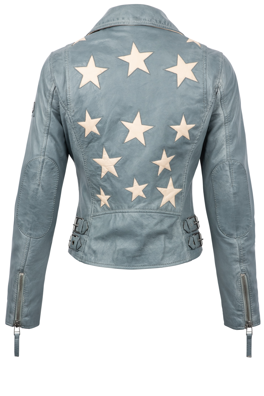 Mauritius Christy Vintage Blue Lamb Leather Jacket