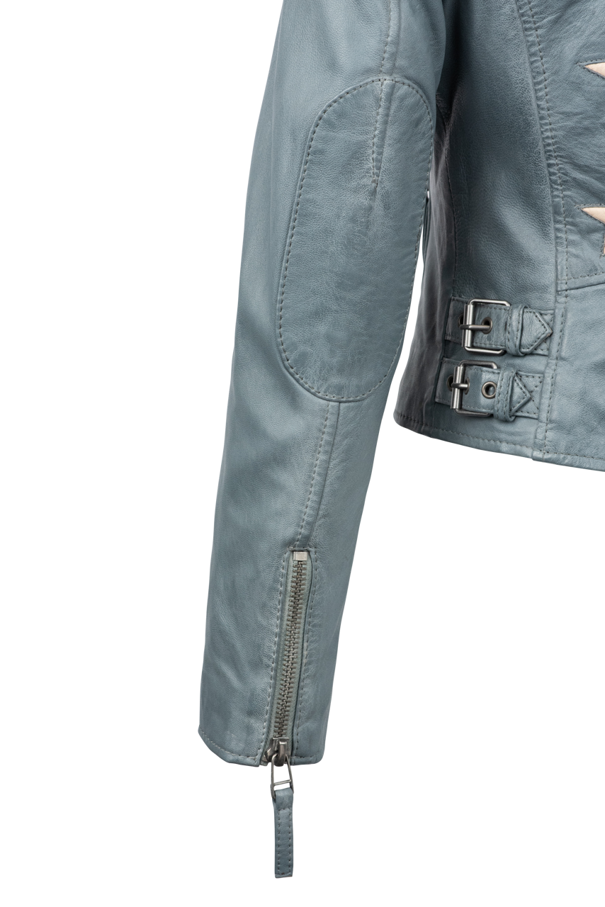Mauritius Christy Vintage Blue Lamb Leather Jacket
