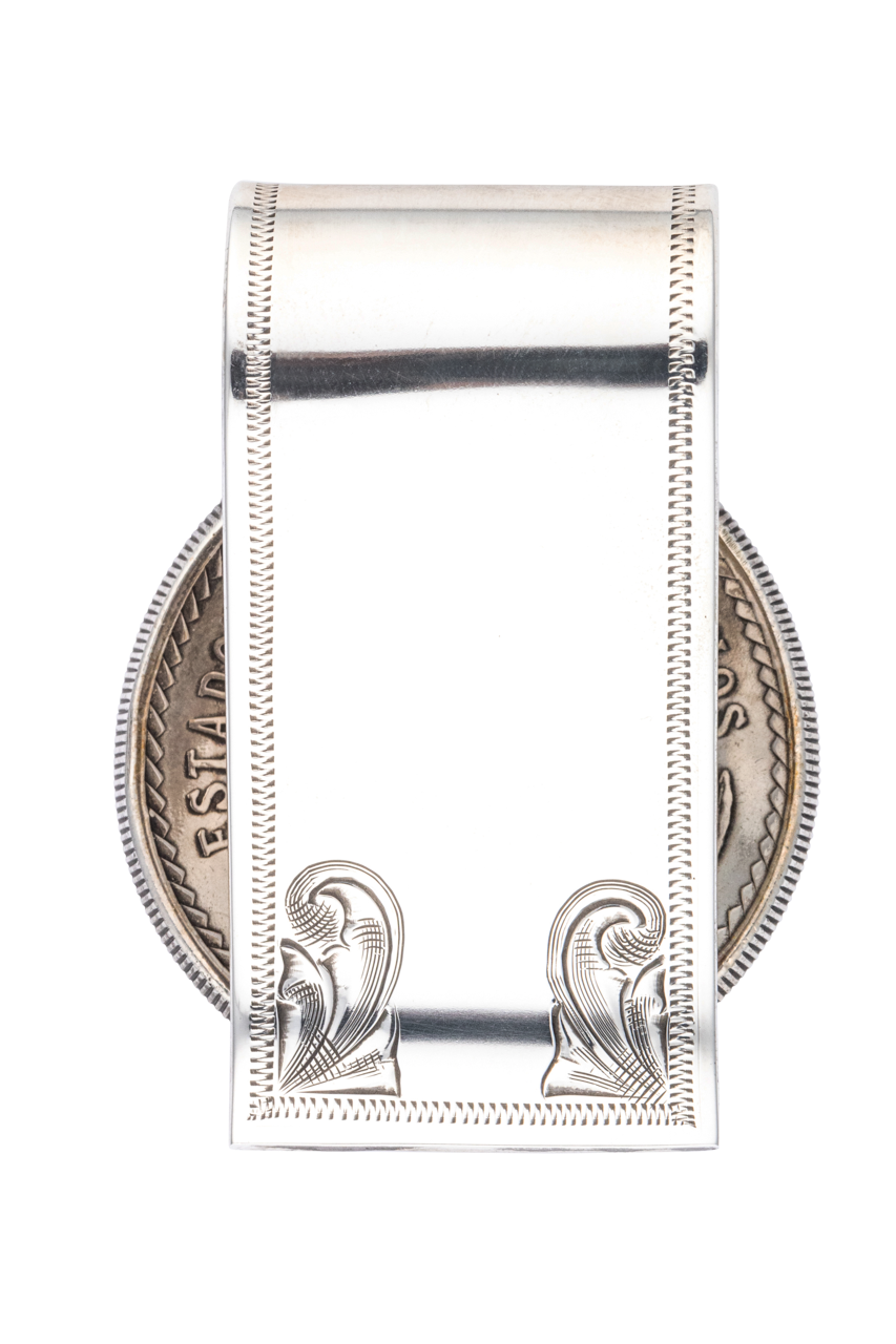 Pinto Ranch Cinco Peso Half-Engraved Money Clip