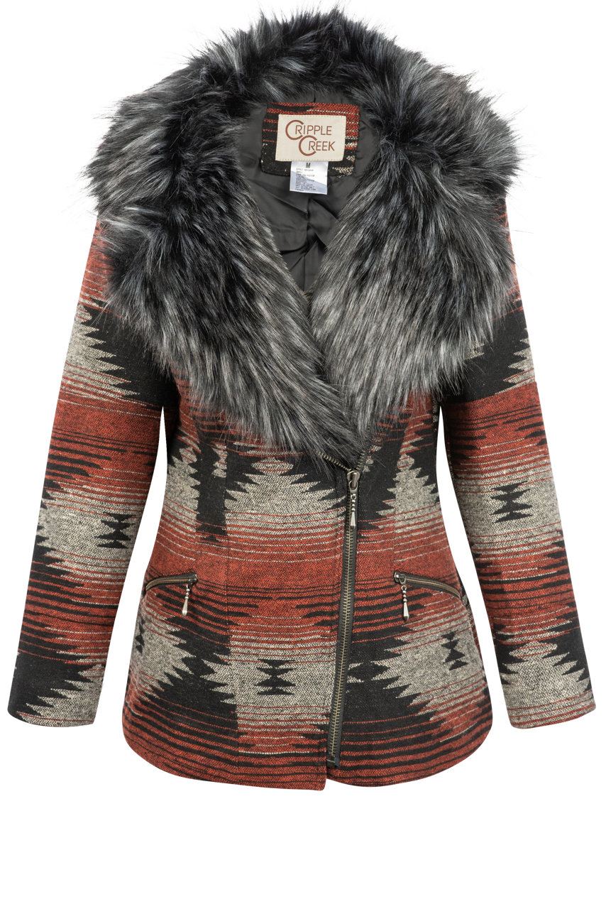 Cripple Creek Geometric Fur Jacket