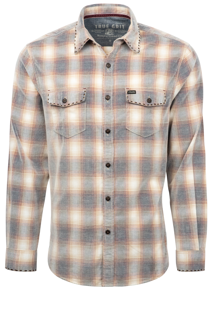 True Grit Berry Canyon Cord Western Button-Front Shirt Pinto Ranch