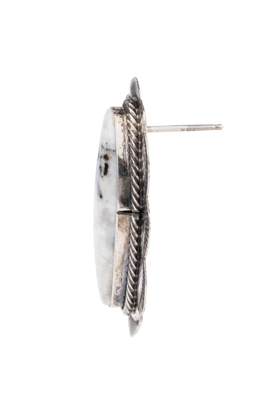 White Buffalo Turquoise Oval Earrings