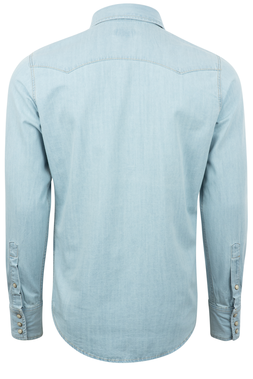 Stetson Men's Original Rugged Pearl Snap Shirt - Light Denim
