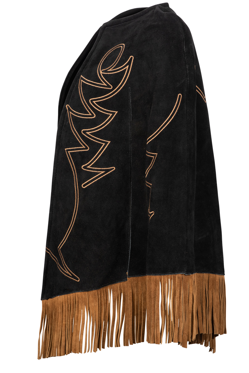 Western & Co. High Noon Embroidered Suede Cape