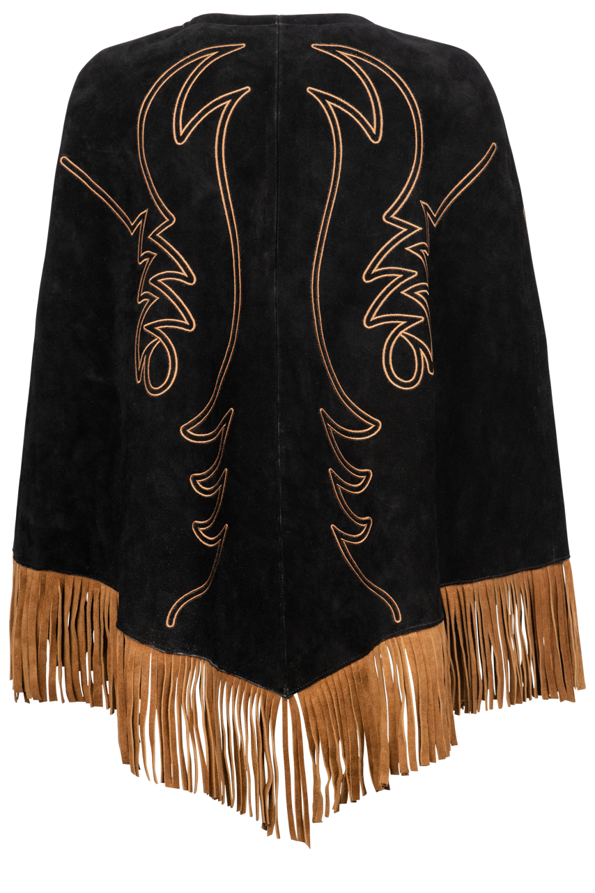 Western & Co. High Noon Embroidered Suede Cape