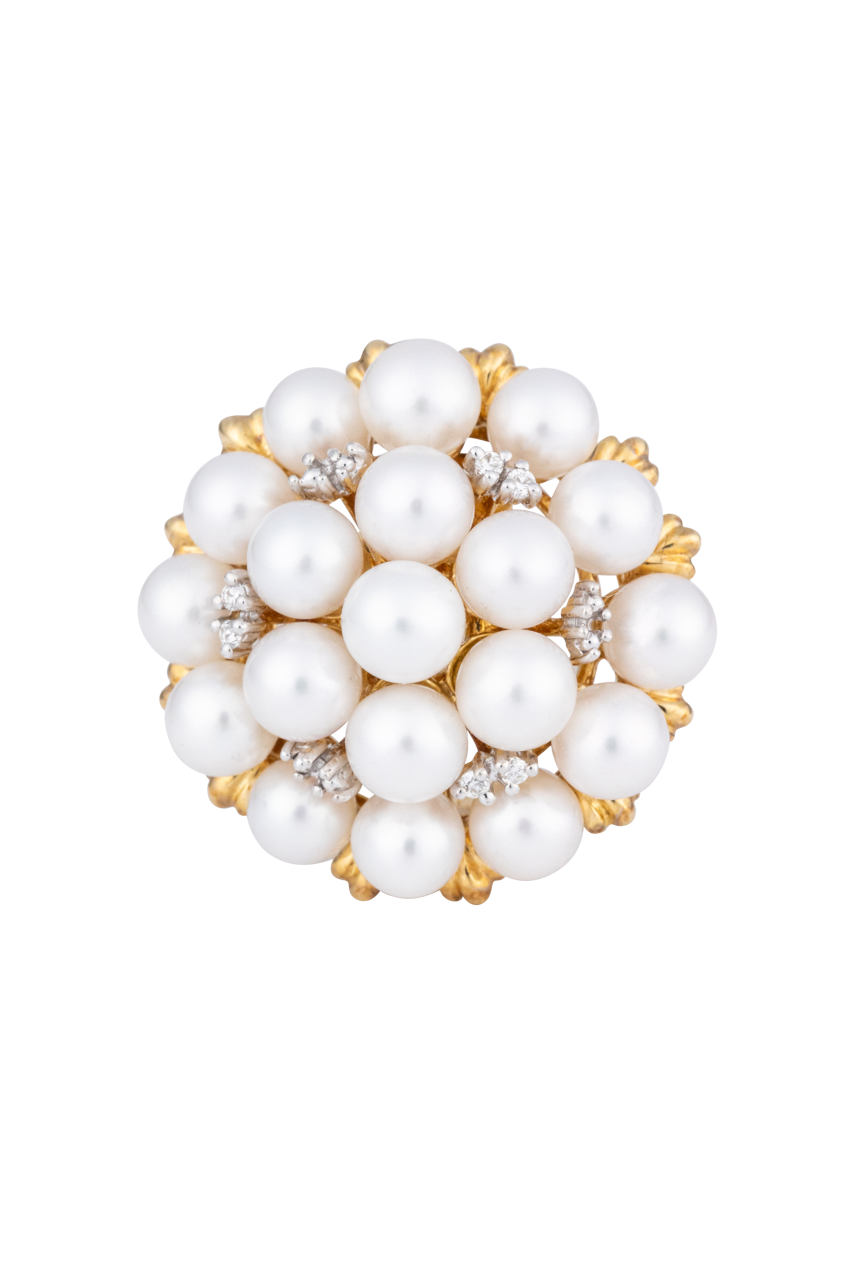 Diva Diamonds And Jewels 18K Yg Pearl & Diamond Ear