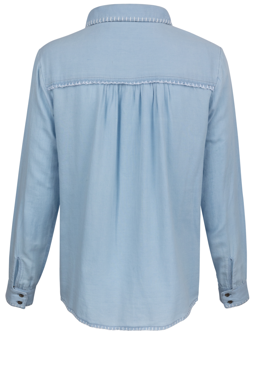 Dylan Denim Whipstitch Top