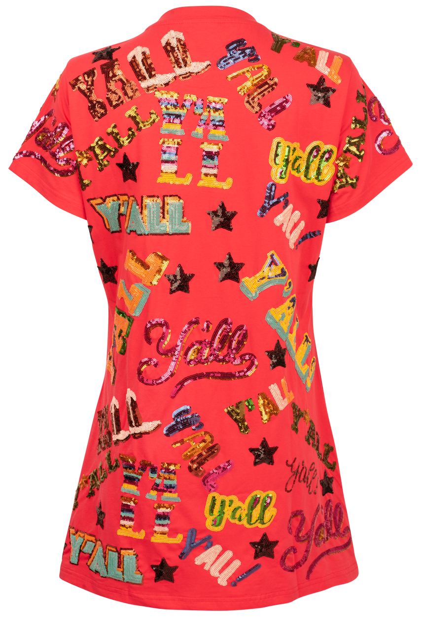 Queen of Sparkles Y'all All Over Dress - Red