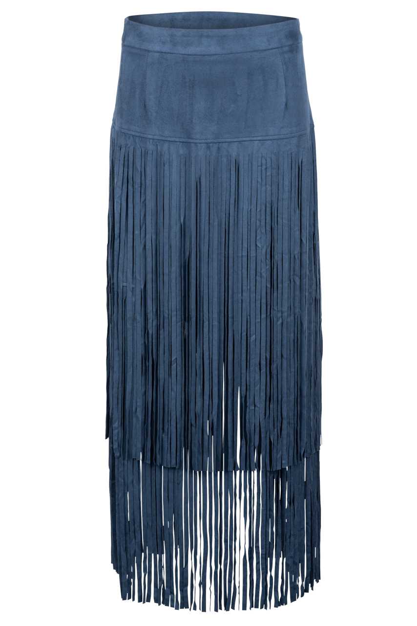 Adore Faux Suede Long Fringe Skirt