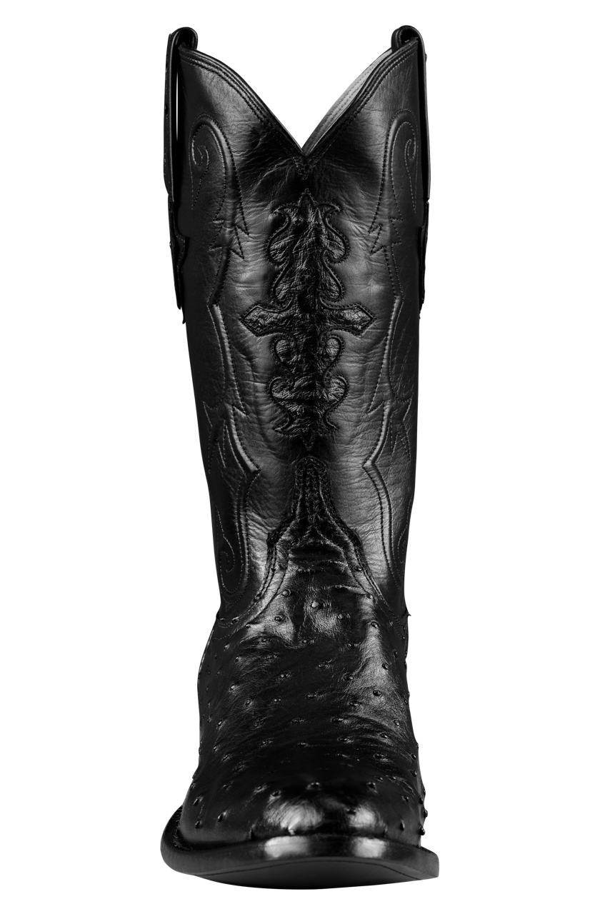 Lucchese Men's Full Quill Ostrich Cowboy Boots - Black