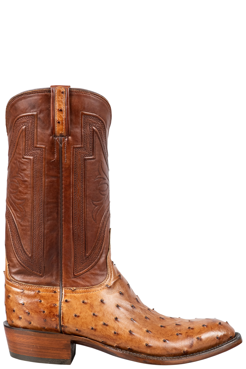 Lucchese Hugh Ostrich Cowboy Boots Barnwood