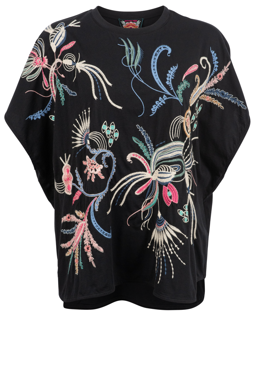 JOHNNY WAS Cherpas Poncho Embroidered Rayon Eyelet Shirt shops Sz XS