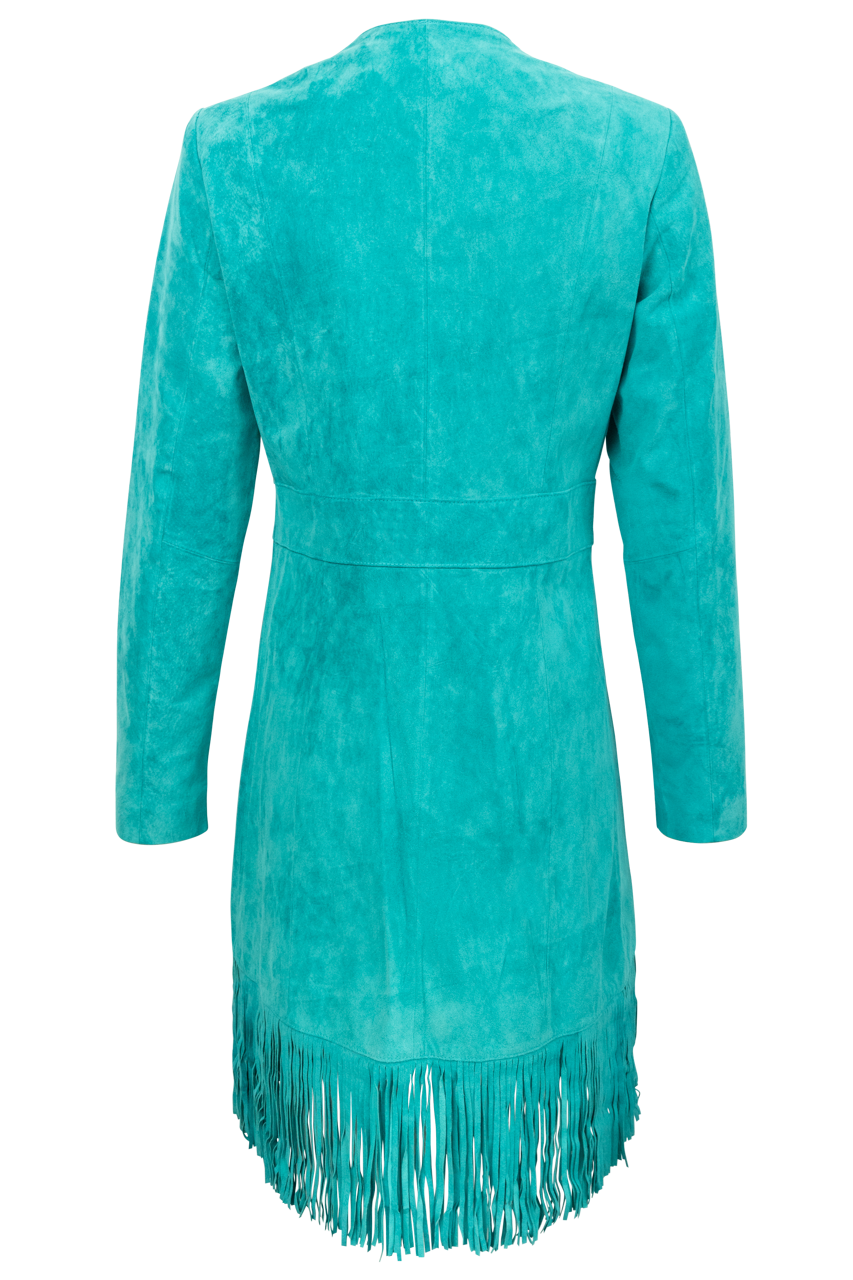 Pinto Ranch Turquoise Leather Fringe Jacket