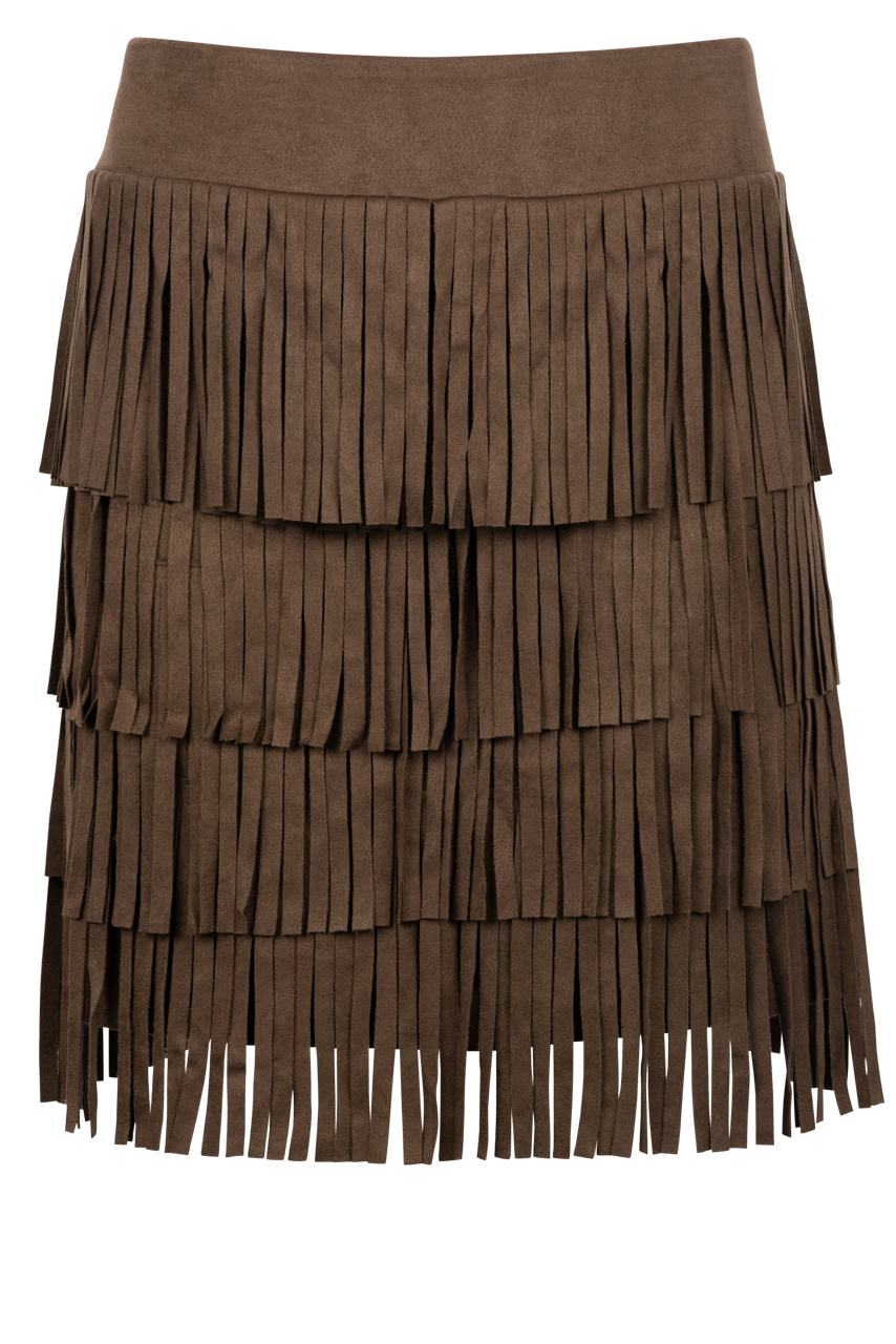 W.A.Y. Faux Suede Fringe Skirt