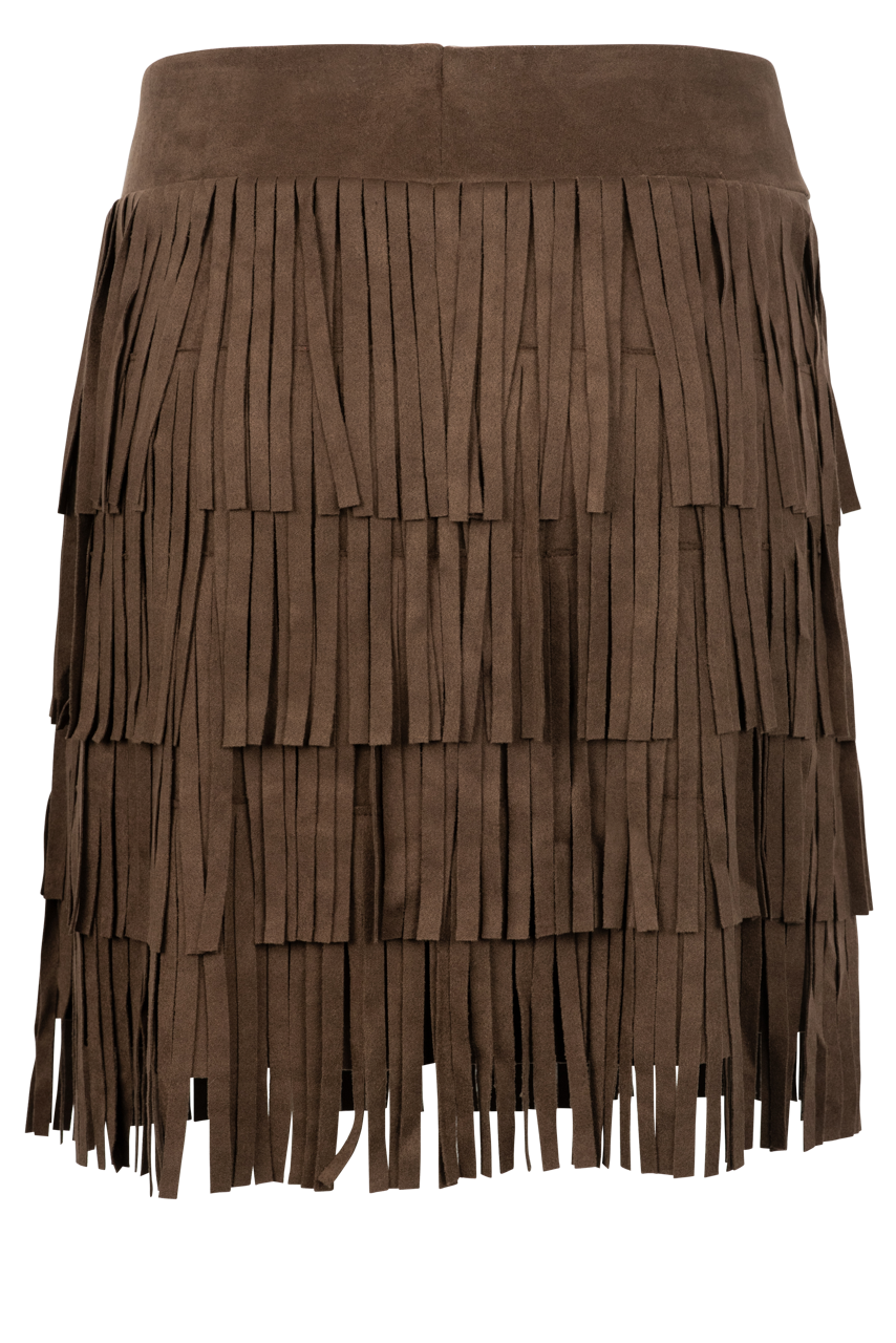 W.A.Y. Faux Suede Fringe Skirt