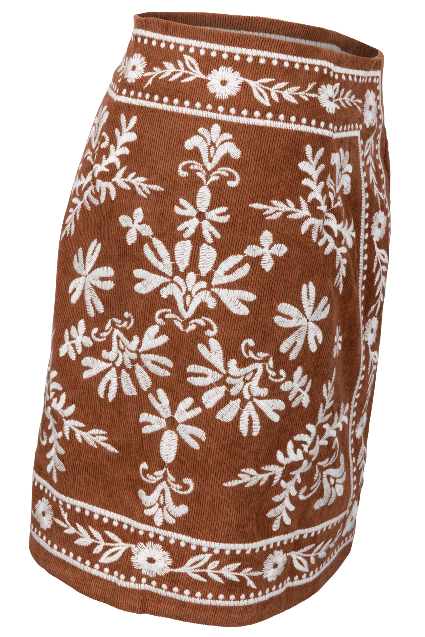 Love Wednesday Montana Embroidered Mini Skirt
