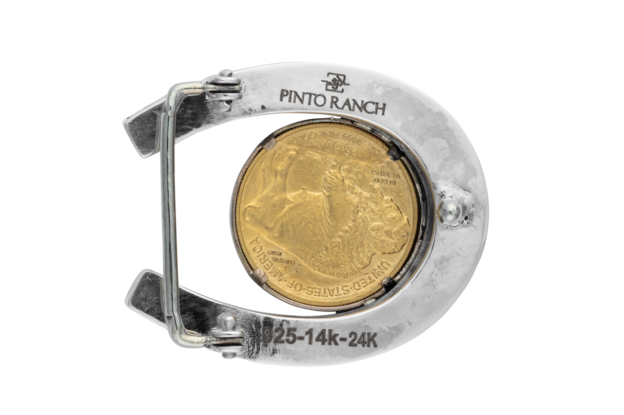 Pinto Ranch Horseshoe Single Belt Buckle